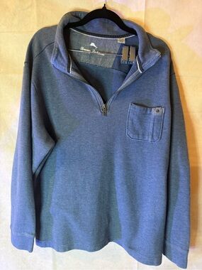 Tommy Bahama Men's Indigo Blue Quarter-Zip Pocket Pullover